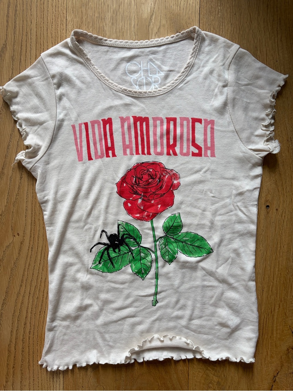 Vida Amorosa Graphic Rose Tee with Spider